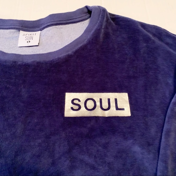 SOULCYCLE Velour Spirit Jersey Pullover Top Size Small Spin Class Metallic Logo - Picture 3 of 8